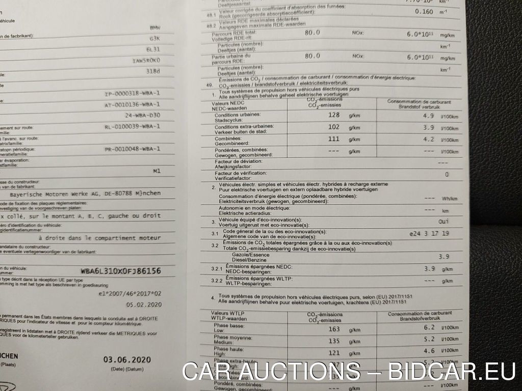 BMW Serie3-touring- REEKS TOURING 318DA (100 KW) 5D, 2020